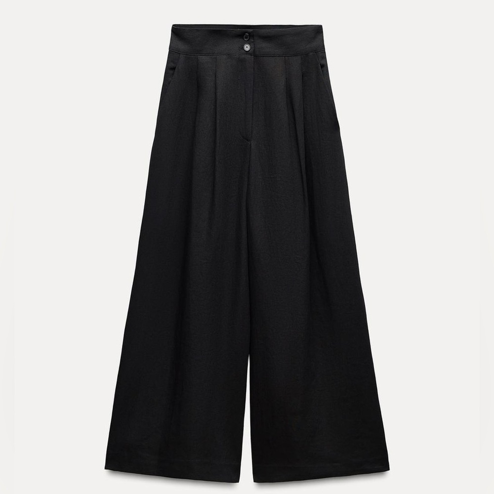 Zara Linen Blend Pleated Pants